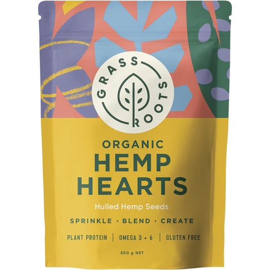 Grass Roots Organic Hemp Hearts Hulled Hemp Seeds 500g