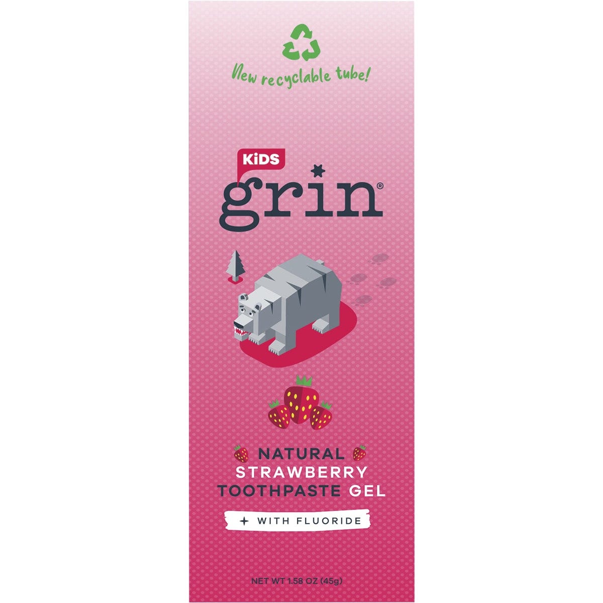 Grin Toothpaste Kids Strawberry Gel with Fluoride 45g