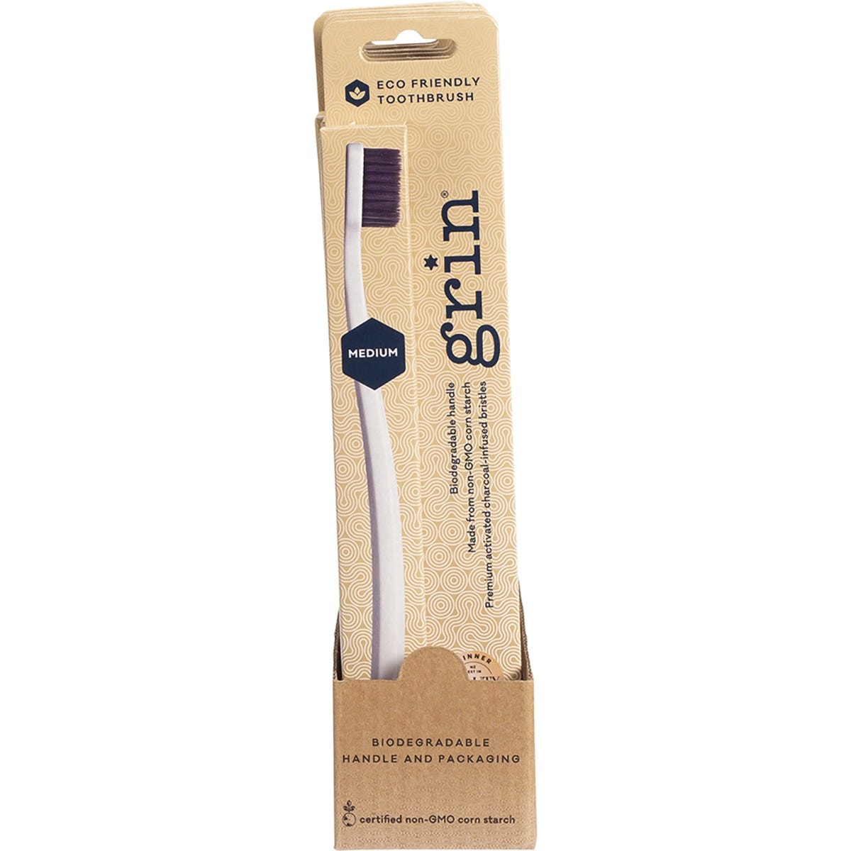 Grin Biodegradable Toothbrush Medium Ivory Desert x8