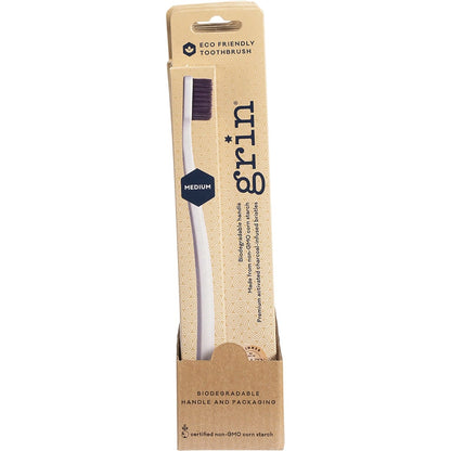 Grin Biodegradable Toothbrush Medium Ivory Desert x8