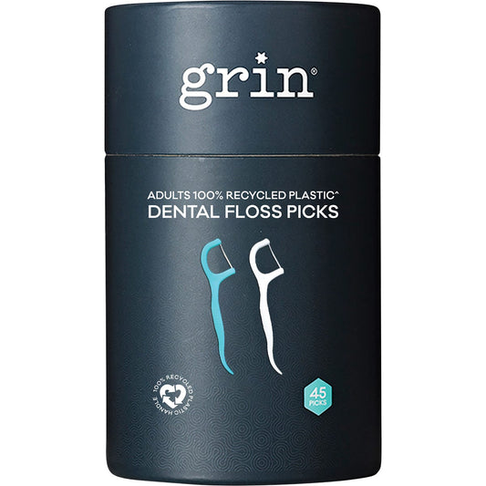 Grin 100% Recycled Plastic Dental Floss Picks Adults 45pk