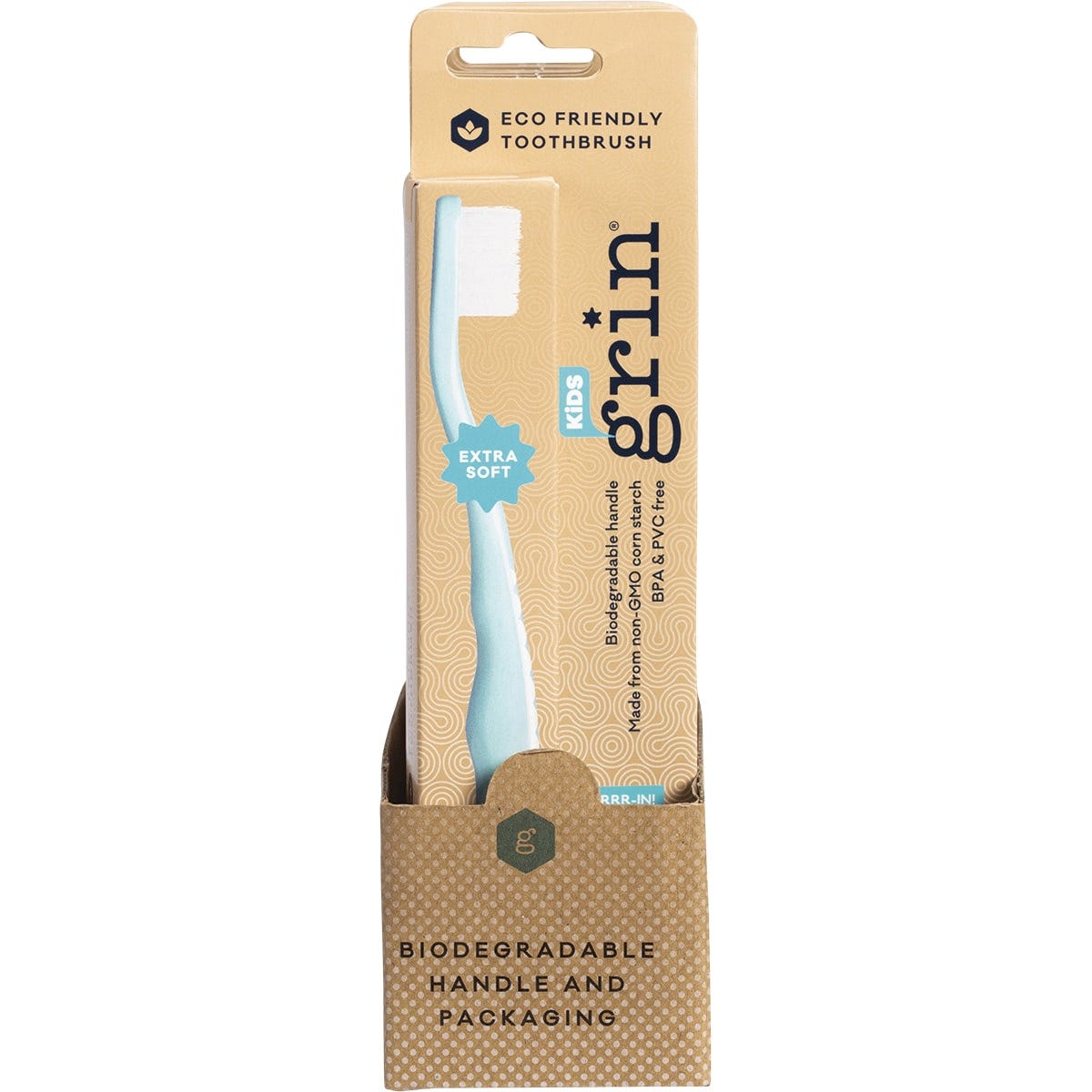 Grin Biodegradable Toothbrush Kids Extra Soft Blue x8