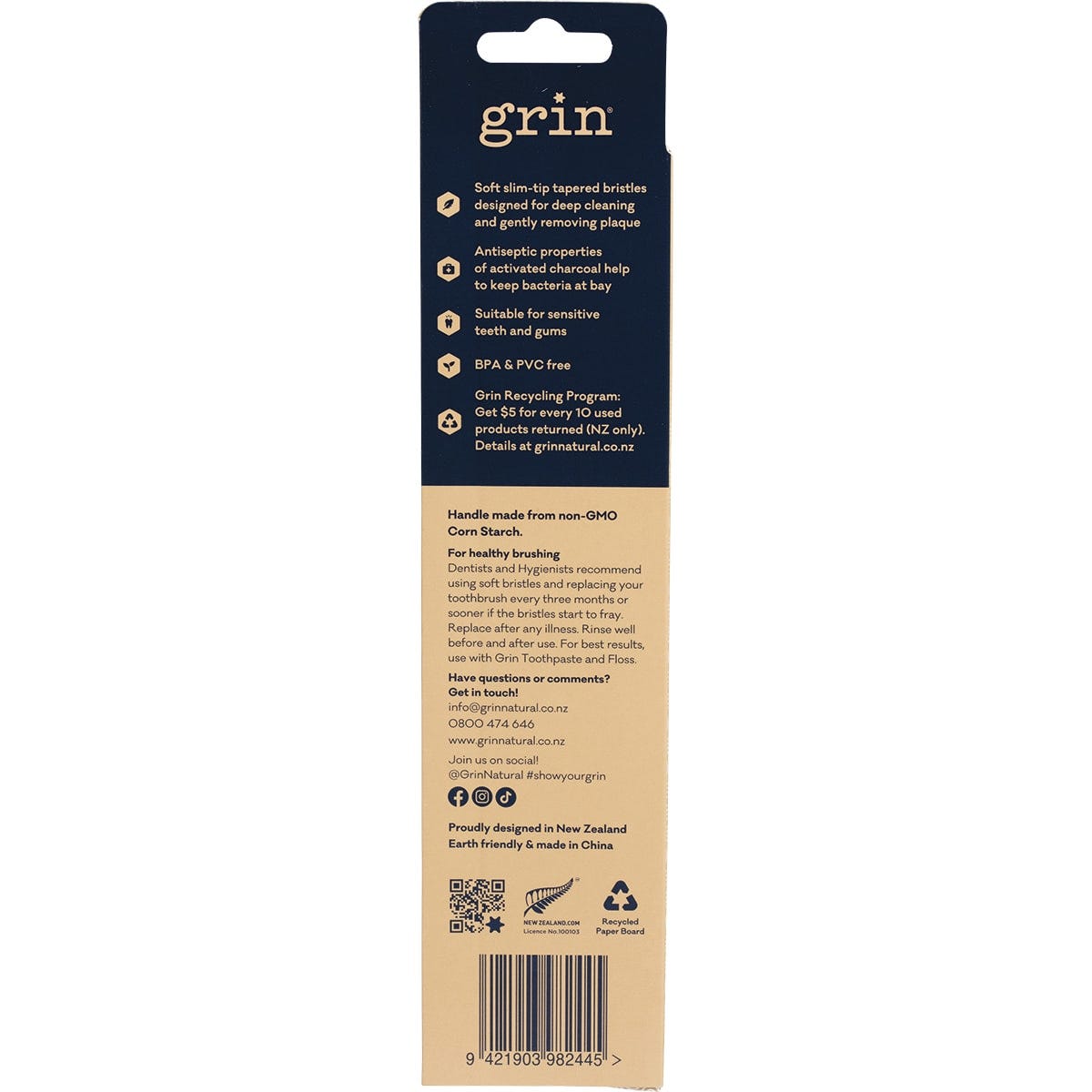 Grin Biodegradable Toothbrush Soft Rose Pink x8