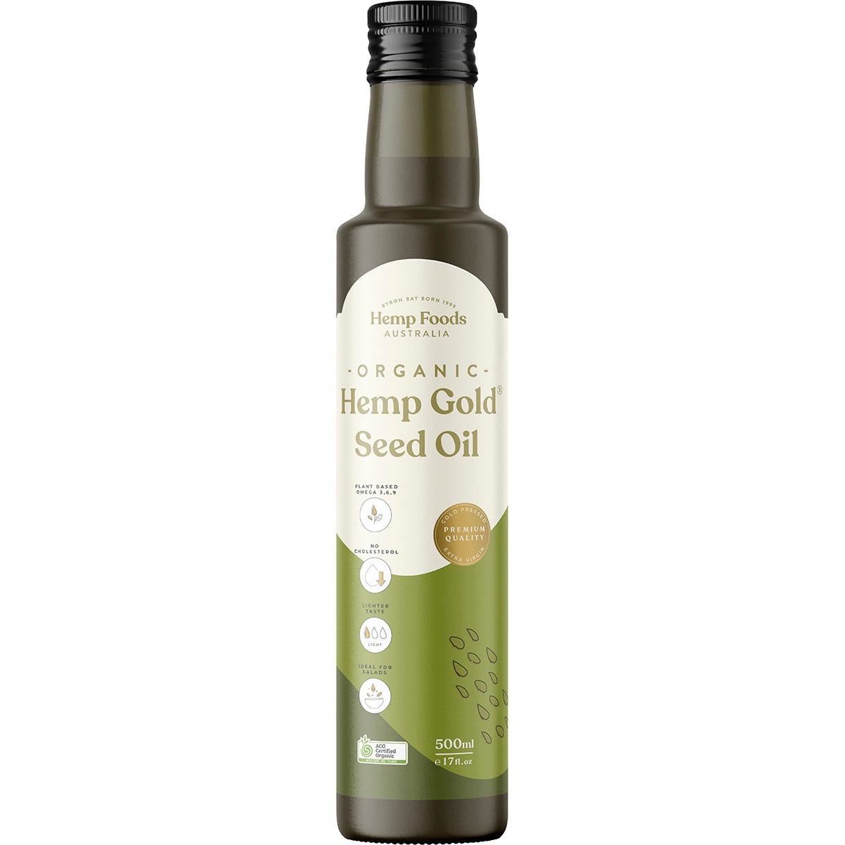 Hemp Foods Australia Organic Hemp Gold Seed Oil Contains Omega 3, 6 & 9 500ml