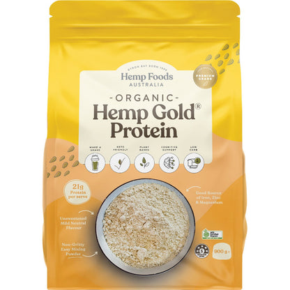 Hemp Foods Australia Organic Hemp Gold Protein Contains Omega 3, 6 & 9 900g