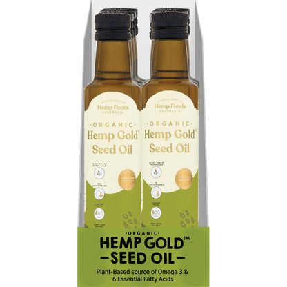 Hemp Foods Australia Organic Hemp Gold Seed Oil Contains Omega 3, 6 & 9 6x250ml