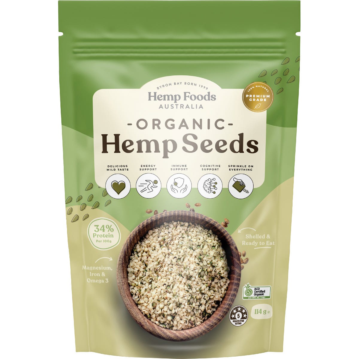 Hemp Foods Australia Organic Hemp Seeds Hulled 114g