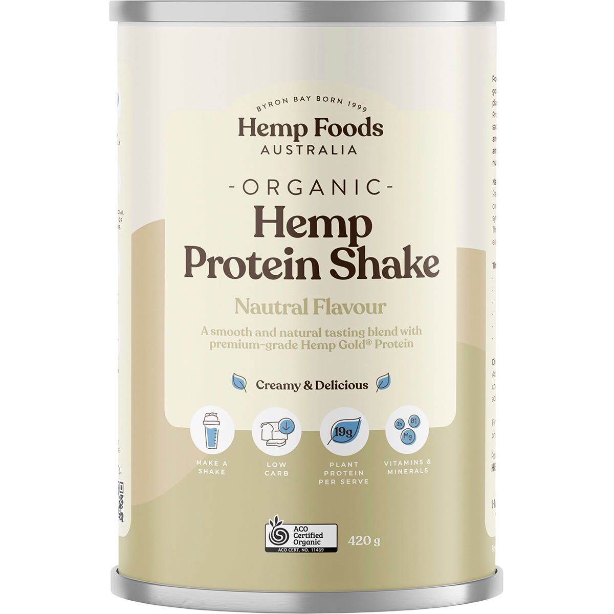 Hemp Foods Australia Organic Hemp Protein Shake Natural 420g