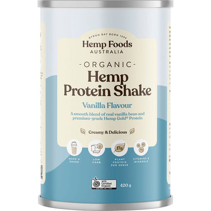 Hemp Foods Australia Organic Hemp Protein Shake Vanilla 420g