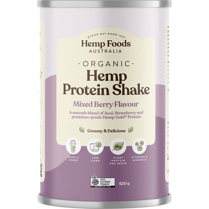 Hemp Foods Australia Organic Hemp Protein Shake Mixed Berry 420g