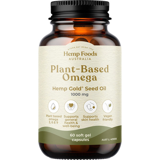 Hemp Foods Australia Plant-Based Omega with Hemp Gold Seed Oil 60 Caps