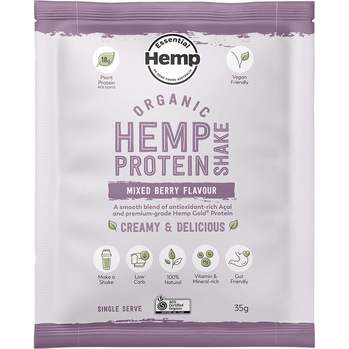 Hemp Foods Australia Organic Hemp Protein Mixed Berry & Acai 7x35g