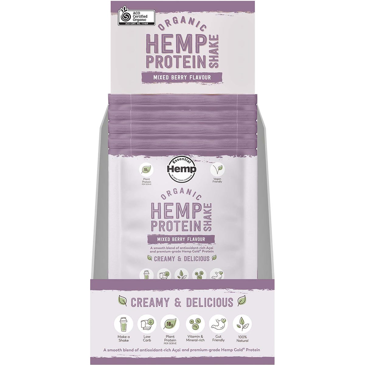 Hemp Foods Australia Organic Hemp Protein Mixed Berry & Acai 7x35g