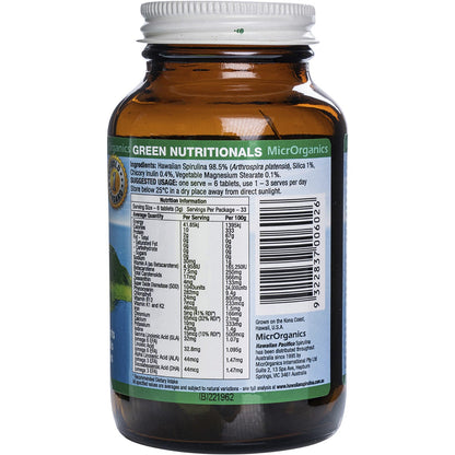 Green Nutritionals Hawaiian Pacifica Spirulina Tablets 500mg 200 Tabs