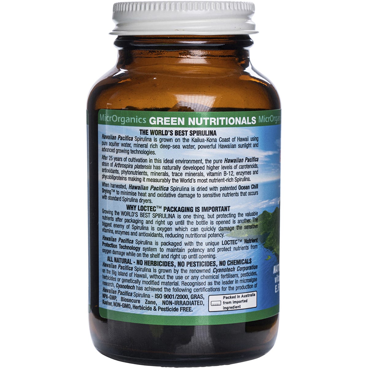 Green Nutritionals Hawaiian Pacifica Spirulina Tablets 500mg 200 Tabs