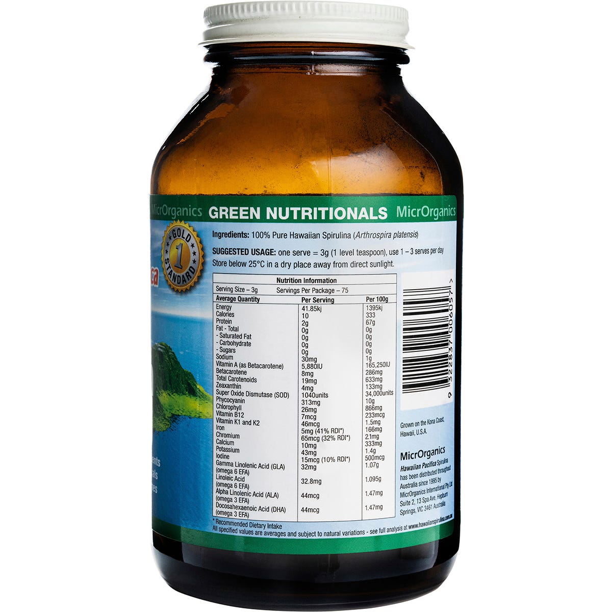 Green Nutritionals Hawaiian Pacifica Spirulina Powder 225g