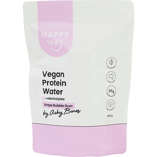 Happy Way Ashy Bines Vegan Protein Water Grape Bubble Gum 420g