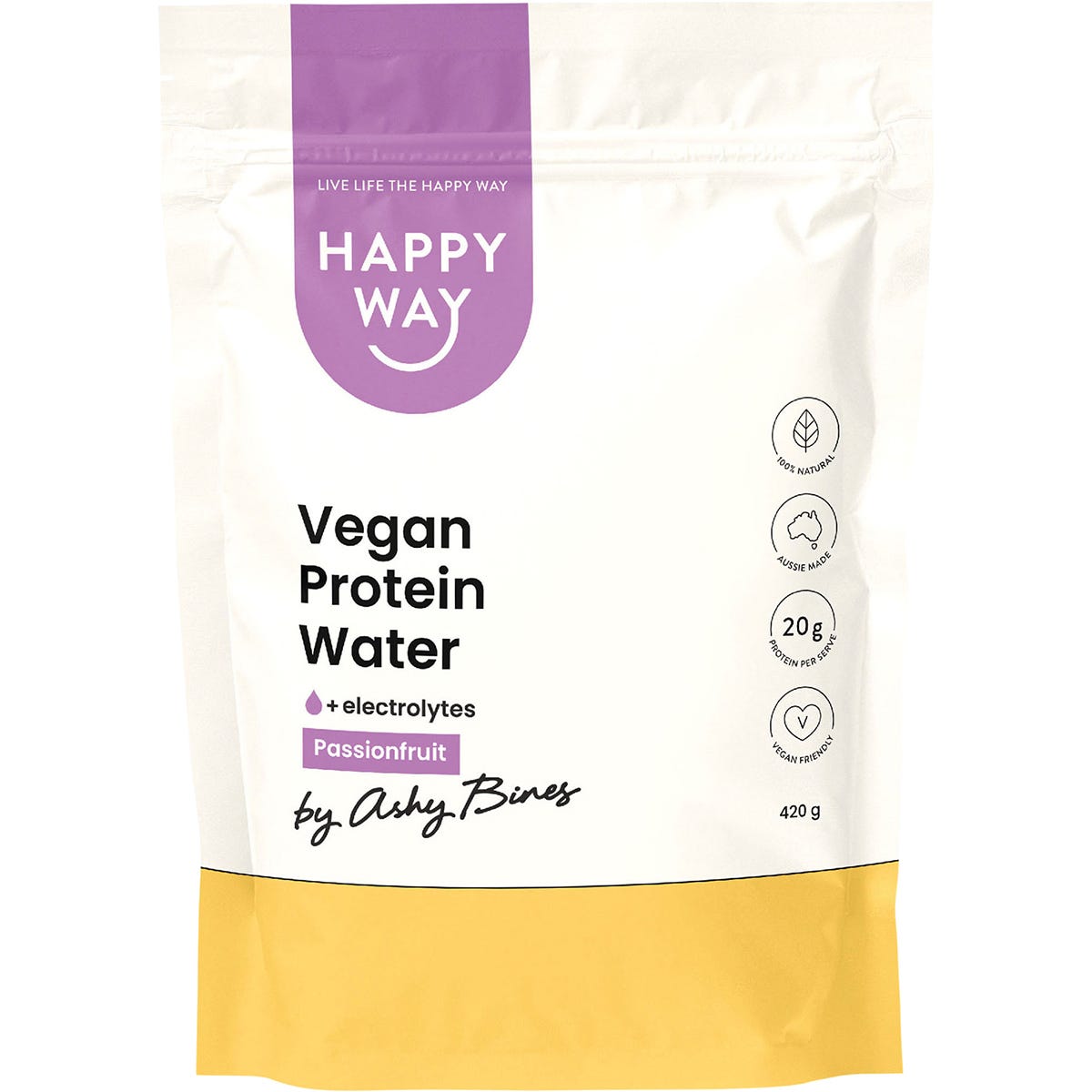 Happy Way Ashy Bines Vegan Protein Water Passionfruit 420g