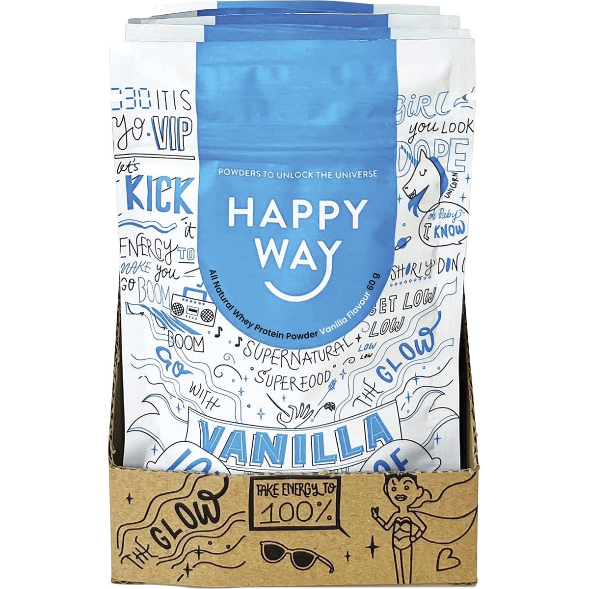 Happy Way Whey Protein Powder Vanilla 6x60g