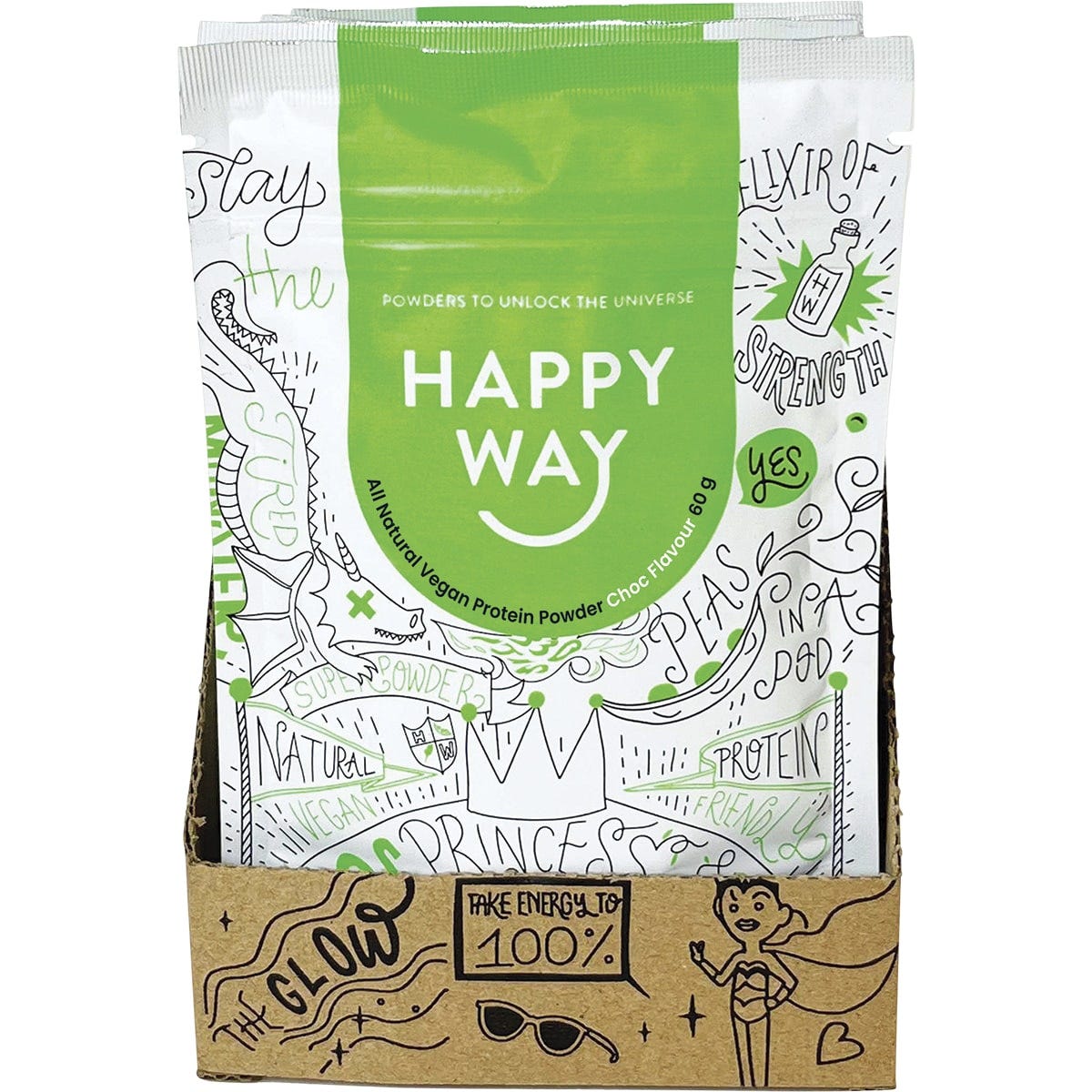 Happy Way Vegan Protein Powder Chocolate 6x60g