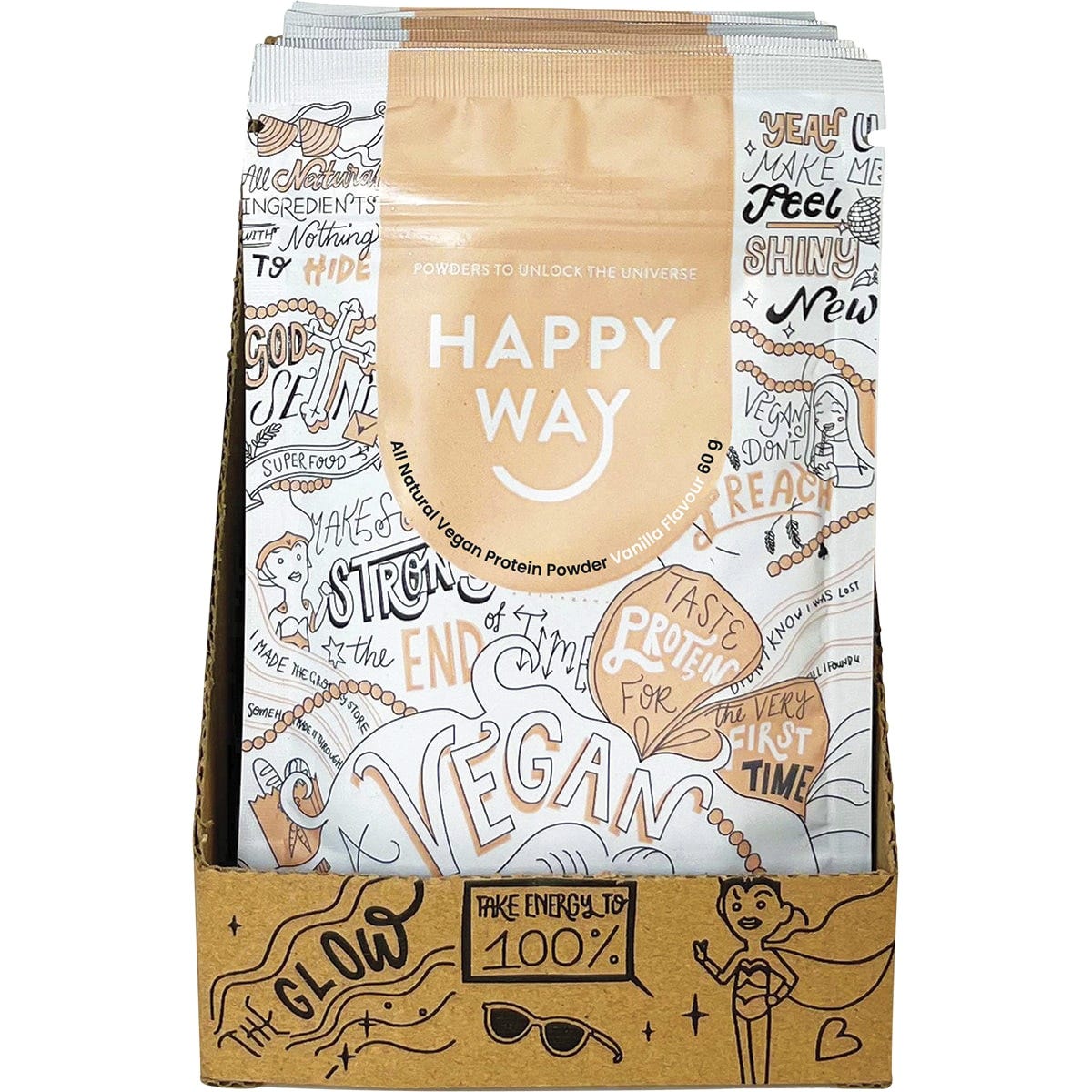 Happy Way Vegan Protein Powder Vanilla 6x60g