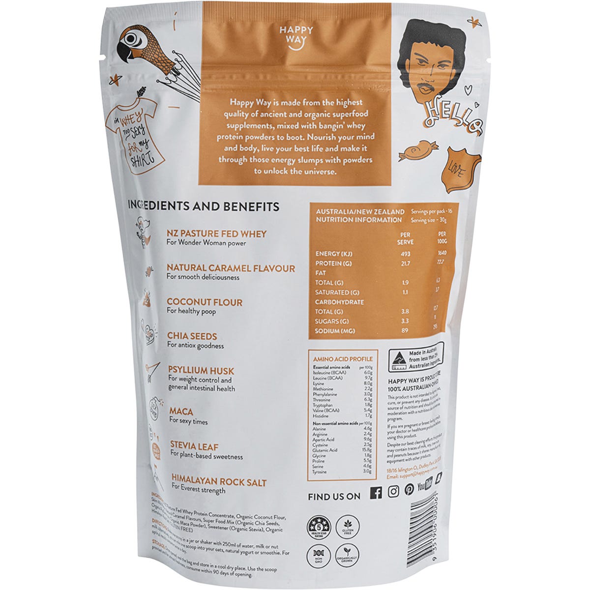 Happy Way Whey Protein Powder Salted Caramel 500g