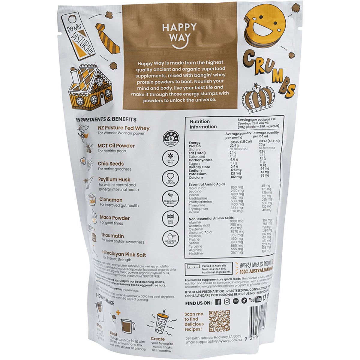 Happy Way Whey Protein Powder Caramel Biscuit 500g