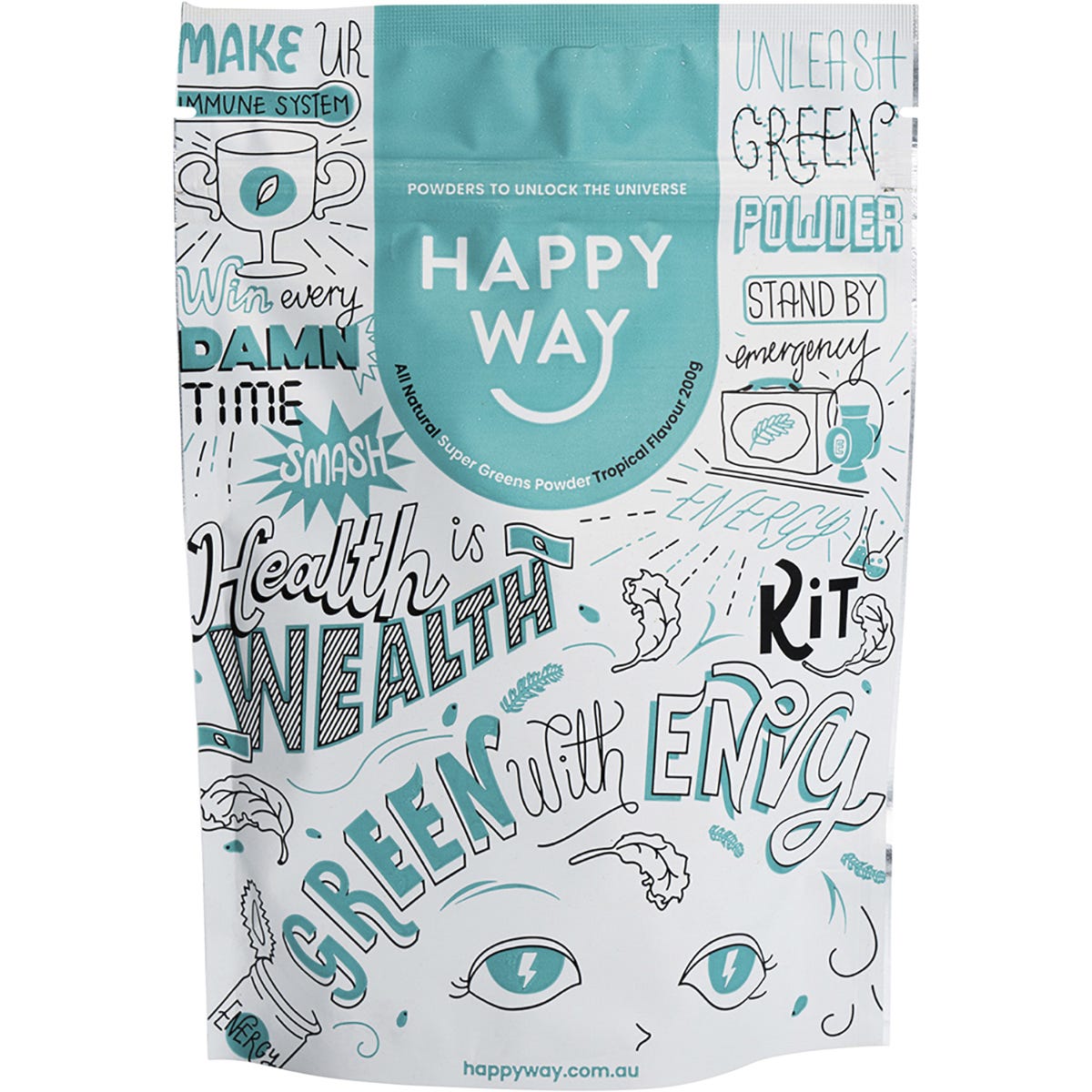 Happy Way Super Greens Powder Tropical 200g