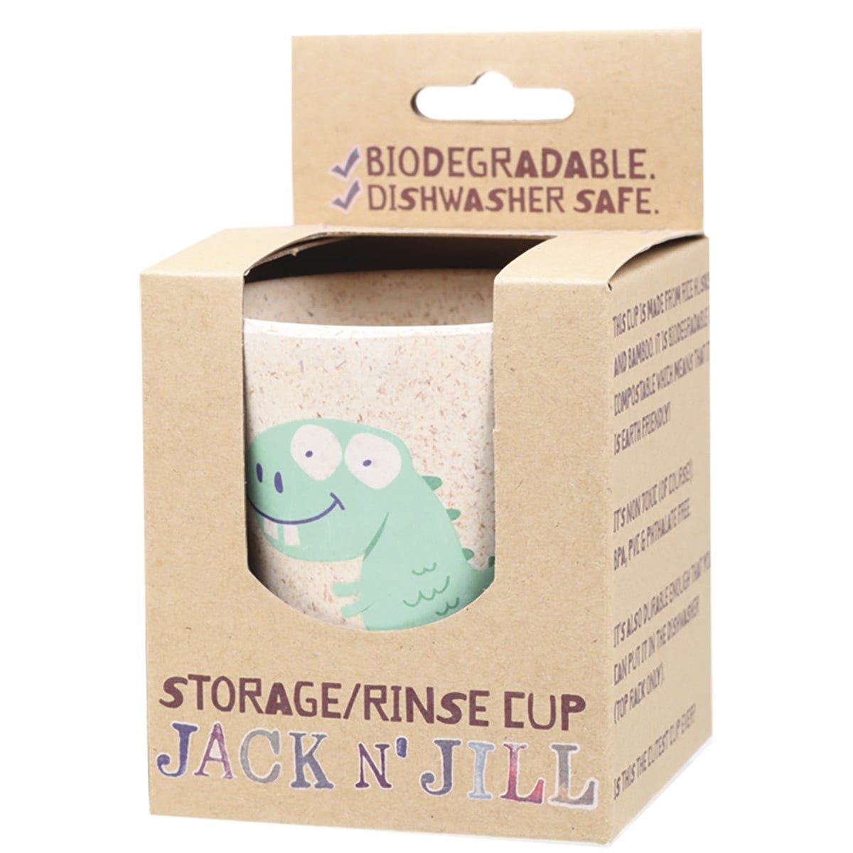 Jack N' Jill Storage/Rinse Cup Dino Biodegradable x8