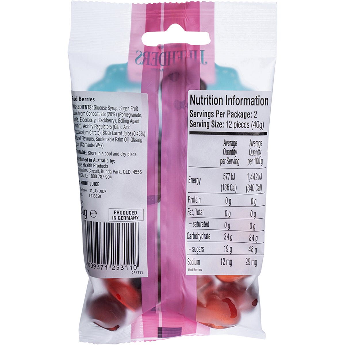 J.Luehders Soft Vegan Candy Red Berries 10x80g