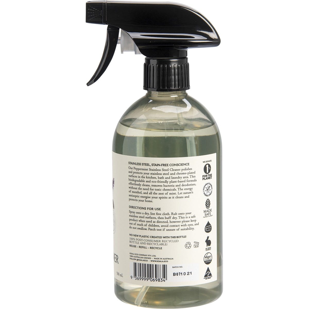 Koala Eco Stainless Steel Cleaner Peppermint Essential Oil 500ml