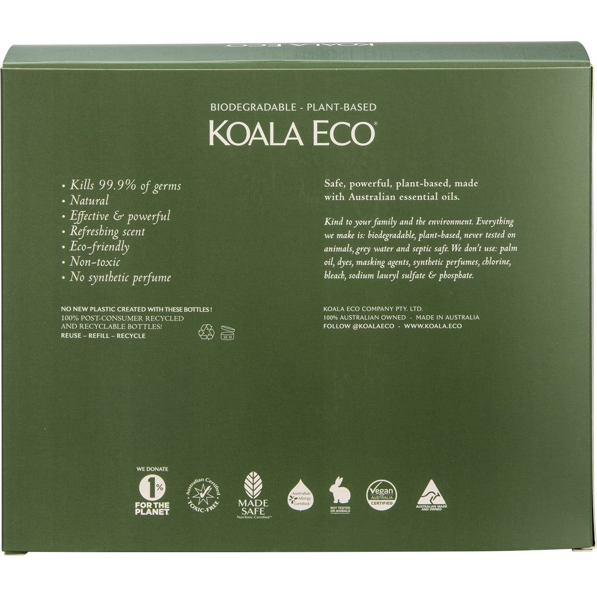 Koala Eco Clean & Safe Gift Pack Sanitiser, H/Wash, Fruit & Veg Wash 3pk