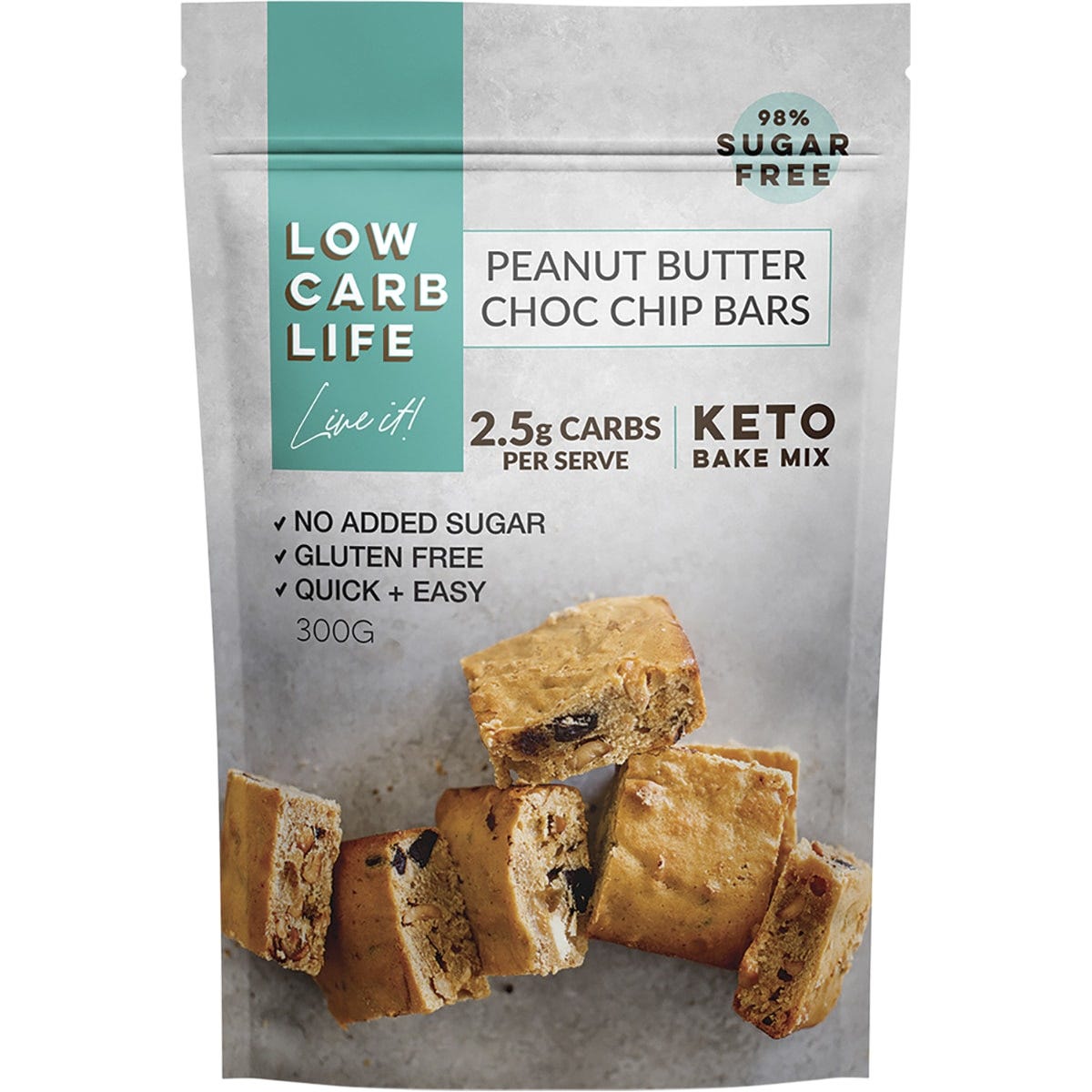 Low Carb Life Peanut Butter Choc Chip Bars Keto Bake Mix 300g