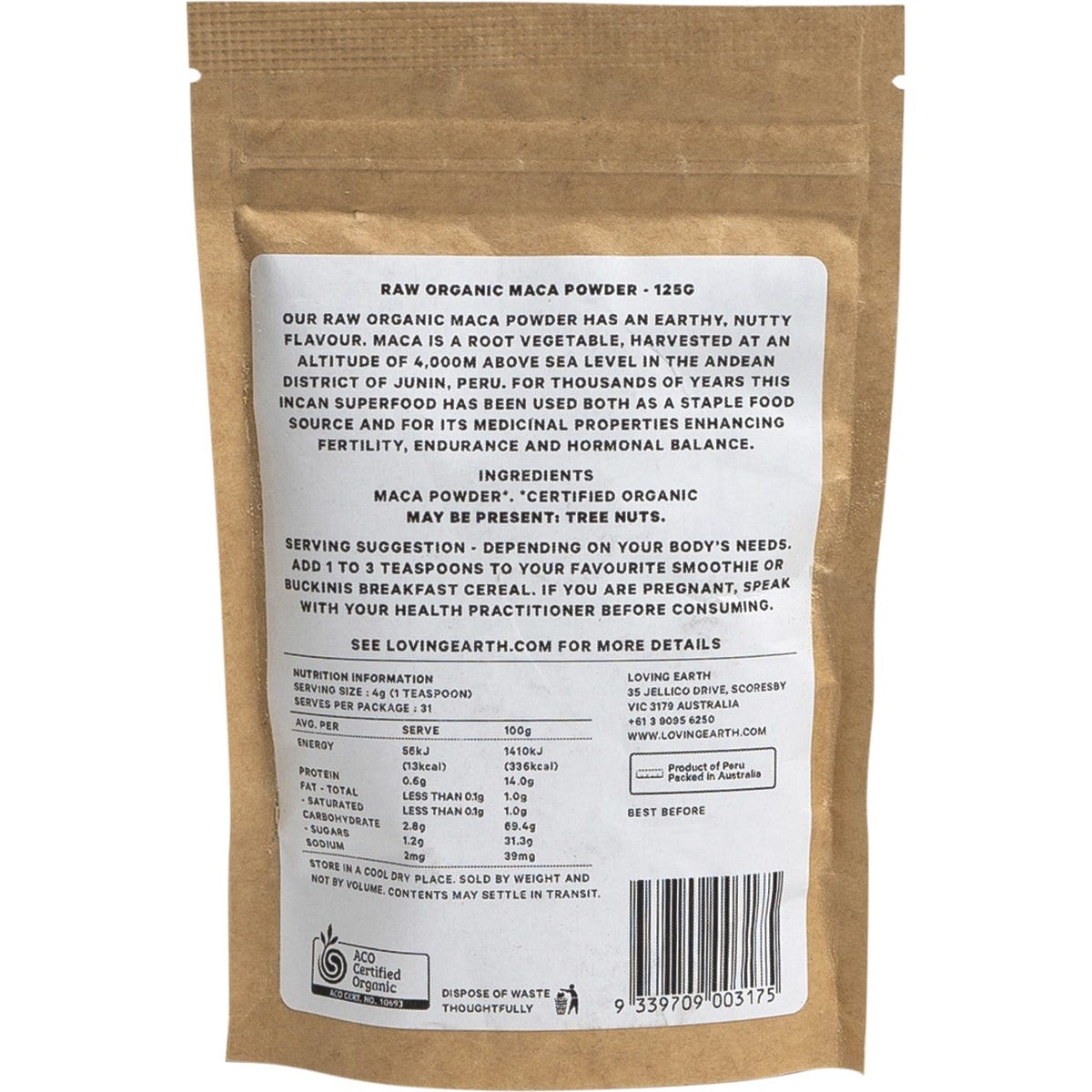 Loving Earth Maca Powder 125g