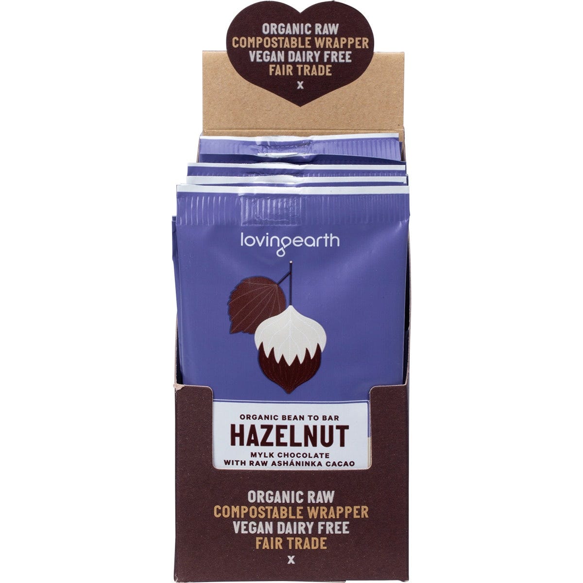 Loving Earth Hazelnut Mylk Chocolate with Raw Ashaninka Cacao 16x30g