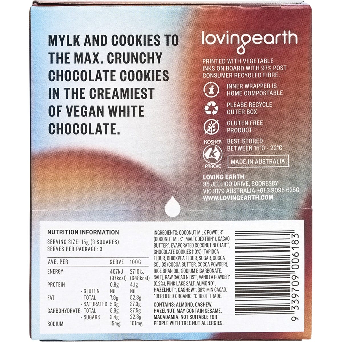 Loving Earth Cream 'N' Cookies White Chocolate 11x45g