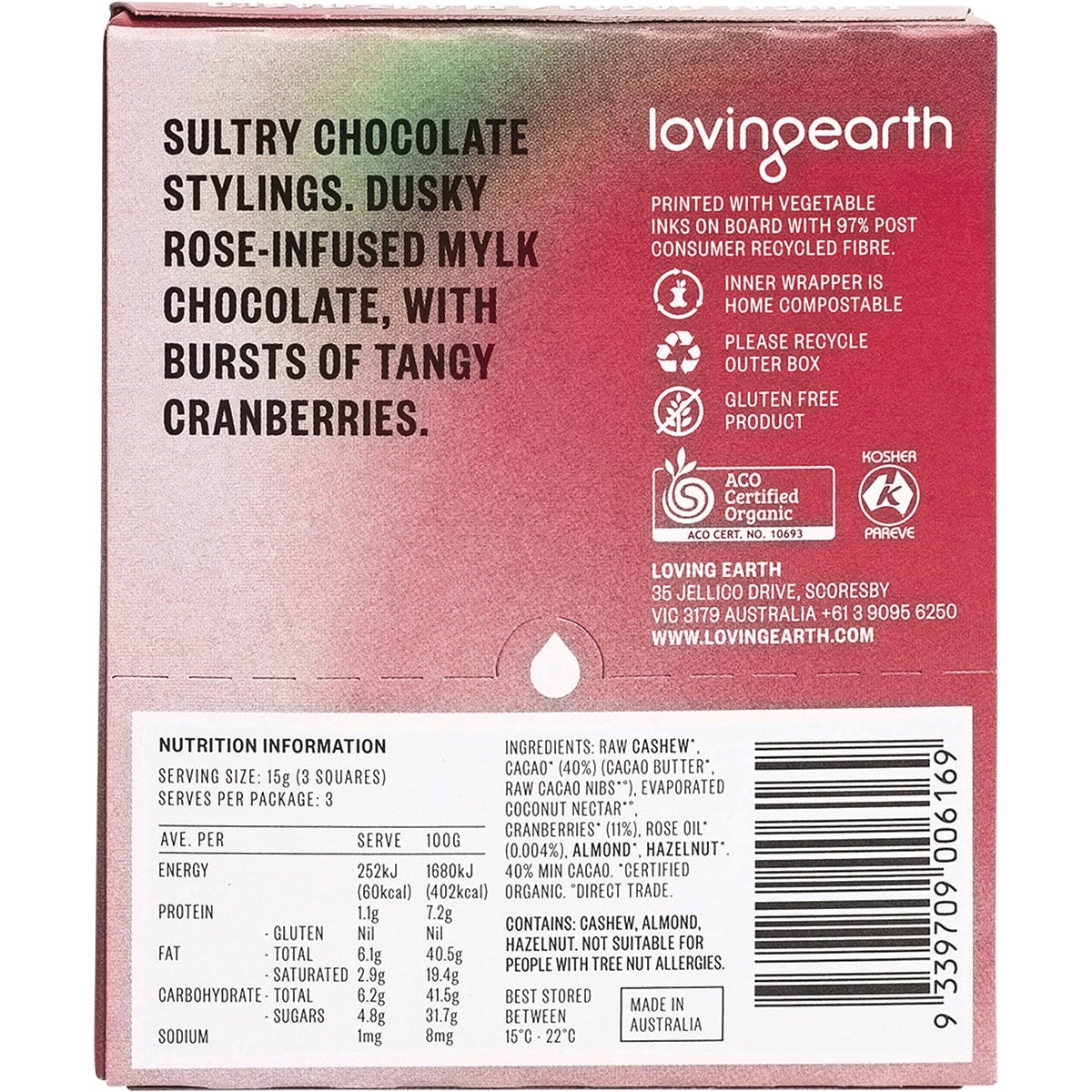 Loving Earth Dirty Rose Rose Mylk Chocolate 11x45g