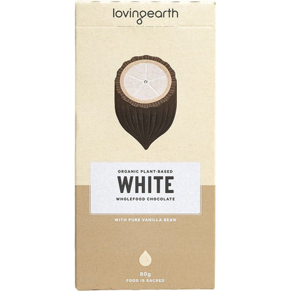 Loving Earth White Wholefood Chocolate with Pure Vanilla Bean 11x80g