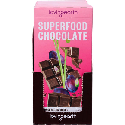 Loving Earth Superfood Chocolate Lemongrass, DavidsonPlum, Gubinge 11x70g