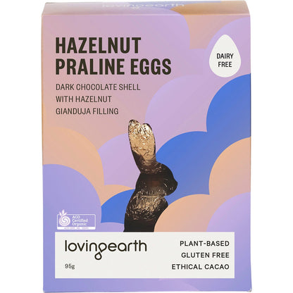 Loving Earth Hazelnut Praline Eggs Dark Chocolate 7x95g