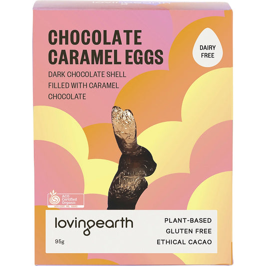 Loving Earth Chocolate Caramel Eggs Dark Chocolate 7x95g