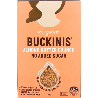 Loving Earth Buckinis Almond Butter Crunch No Added Sugar 400g