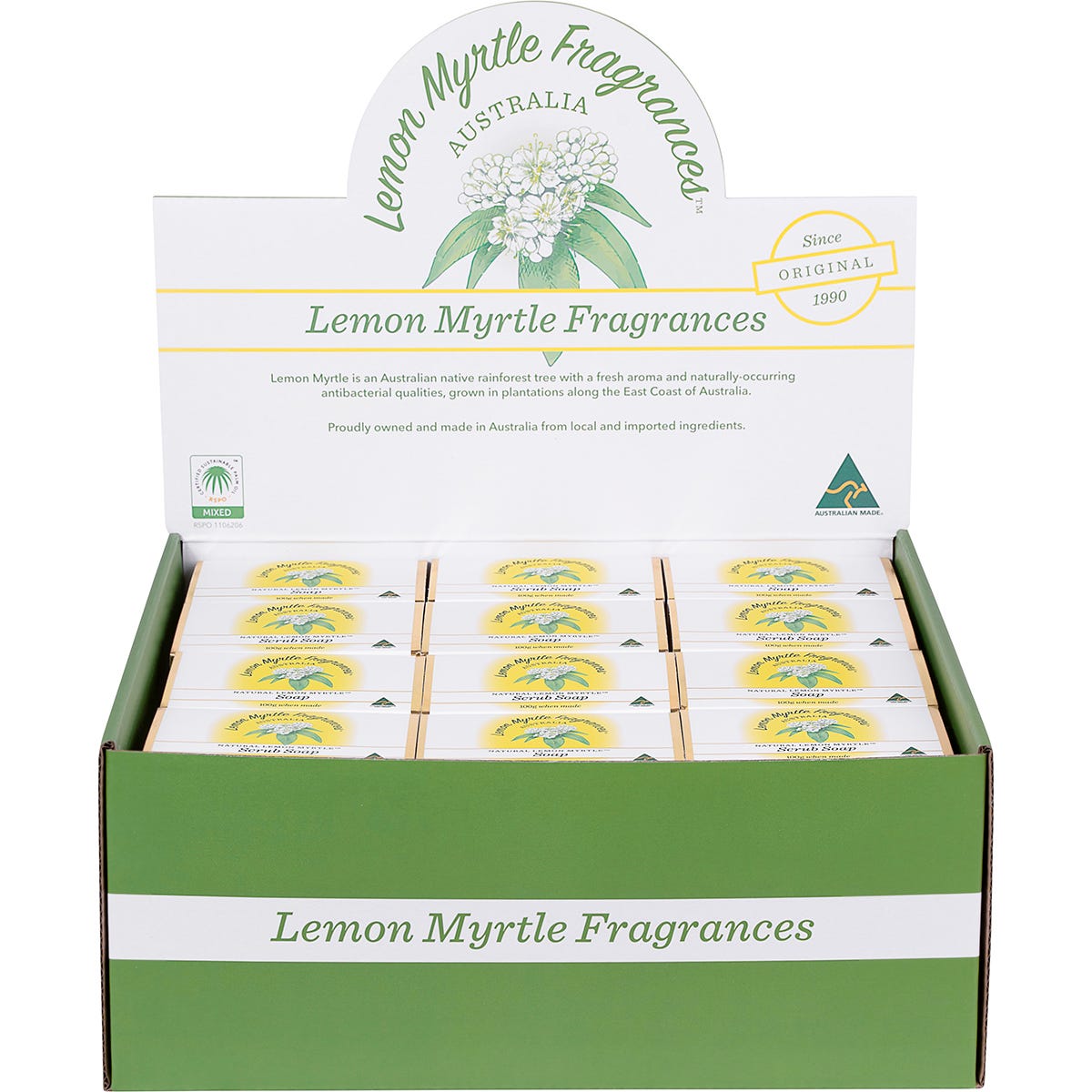 Lemon Myrtle Fragrances Soap Mixed Plain & Exfoliant 48x100g