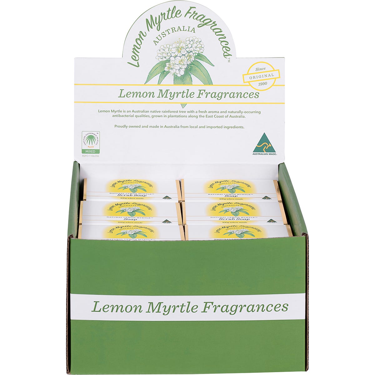 Lemon Myrtle Fragrances Soap Mixed Plain & Exfoliant 24x100g