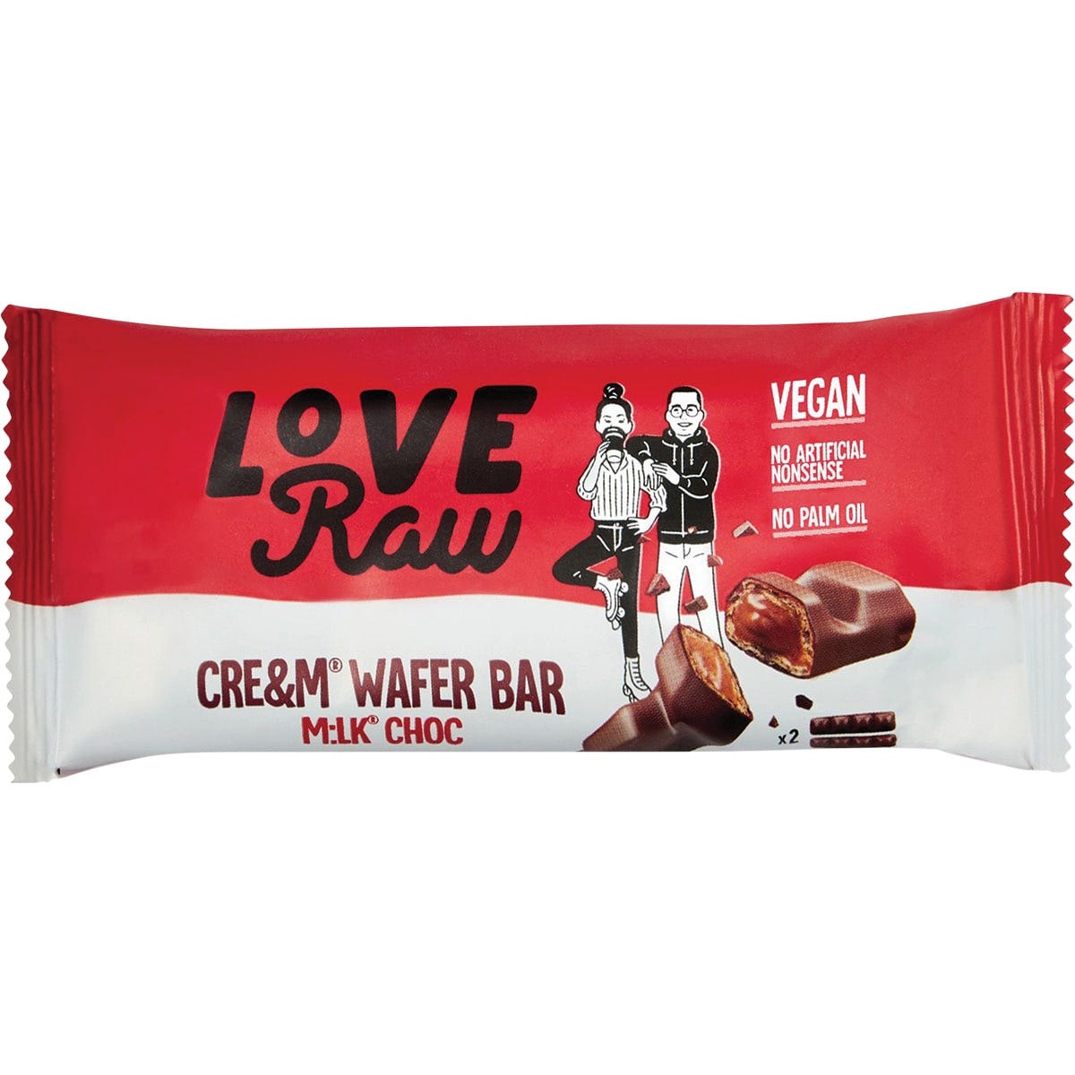 LoveRaw Cre&m Wafer Bar M:lk Choc 12x43g