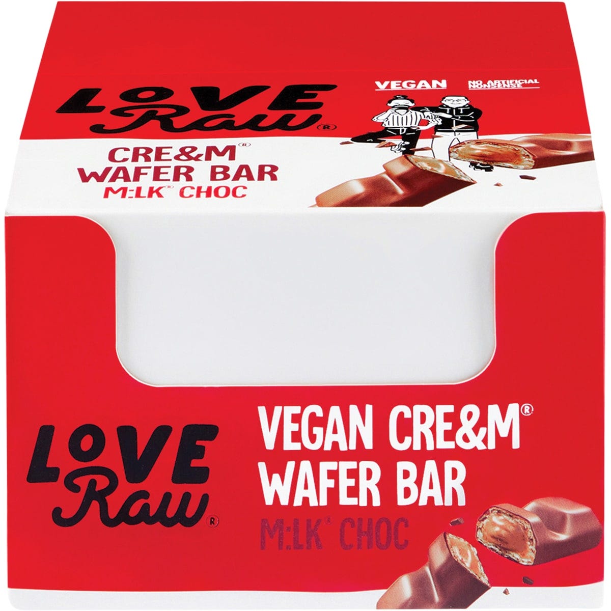 LoveRaw Cre&m Wafer Bar M:lk Choc 12x43g