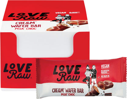 LoveRaw Cre&m Wafer Bar M:lk Choc 12x43g