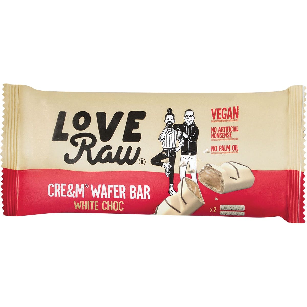 LoveRaw Cre&m Wafer Bar White Choc 12x45g