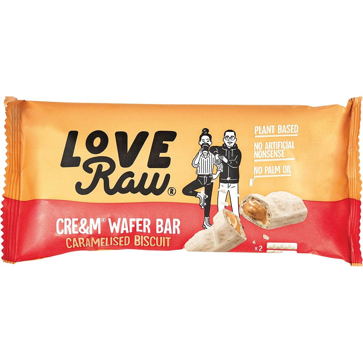 LoveRaw Cre&m Wafer Bar Caramelised Biscuit 12x45g