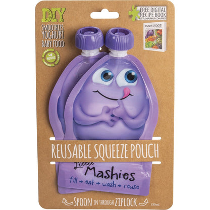 Little Mashies Reusable Squeeze Pouch Purple 2x130ml